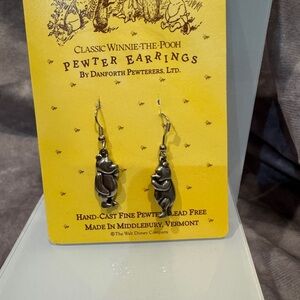 Disney Classic Winnie The‎ Pooh Dangle Pewter Earrings